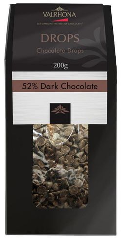 Valrhona - Mørk Chokolade Drops 52%, 200 g